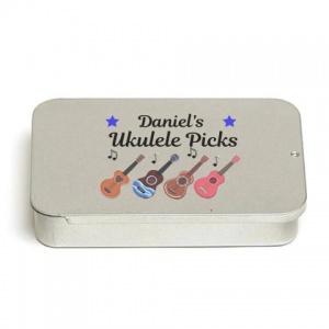 Personalised Ukulele Plectrum Pick Tin Holder